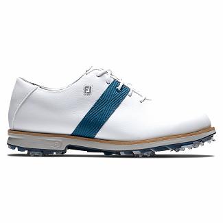 Women's Footjoy Premiere Series Spikes Golf Shoes White/Blue NZ-157357